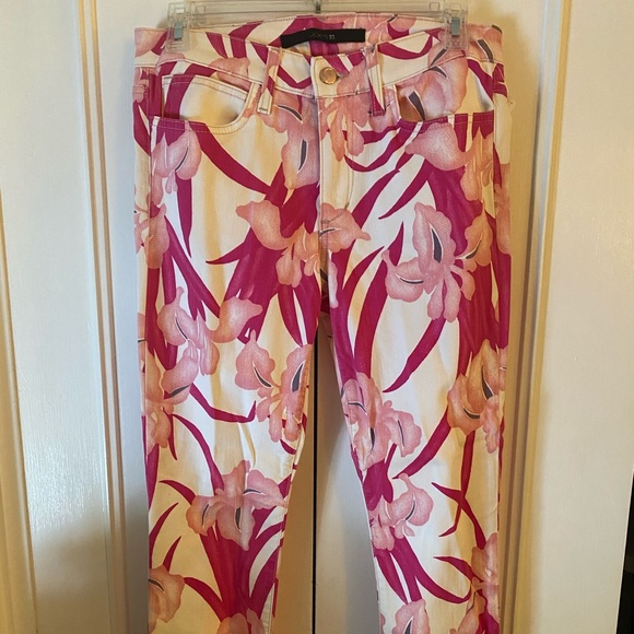 JOE’S JEANS PINK FLORAL HIGH WATER CROPPED JEANS - Picture 1 of 5